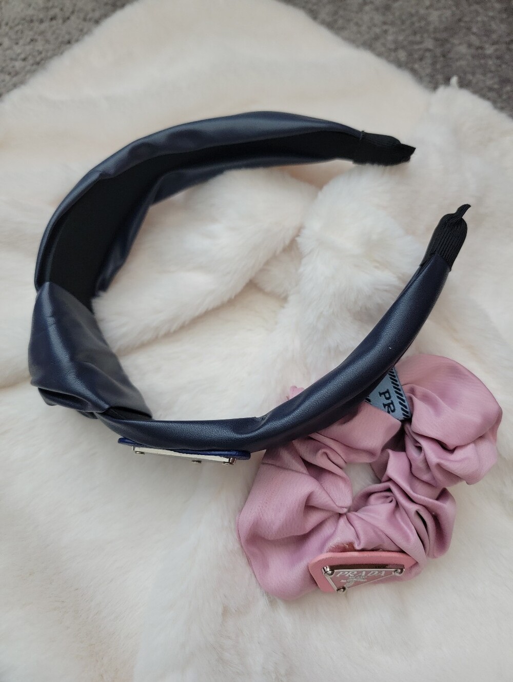 2pcs Navy Headband and Dusty Pink Satin Scrunchie Set